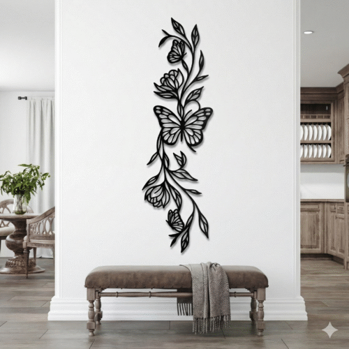 Abstract Butterfly Floral MDF Wall Art – Nature-Inspired Botanical Décor