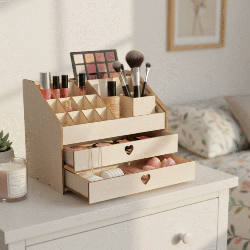Elegant Wooden Multi-Tiered Makeup / Cosmetic Organizer with Drawers