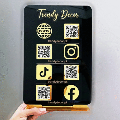 Luxury Social Media QR Code Display Stand – Acrylic Digital Contact Board for Business Branding