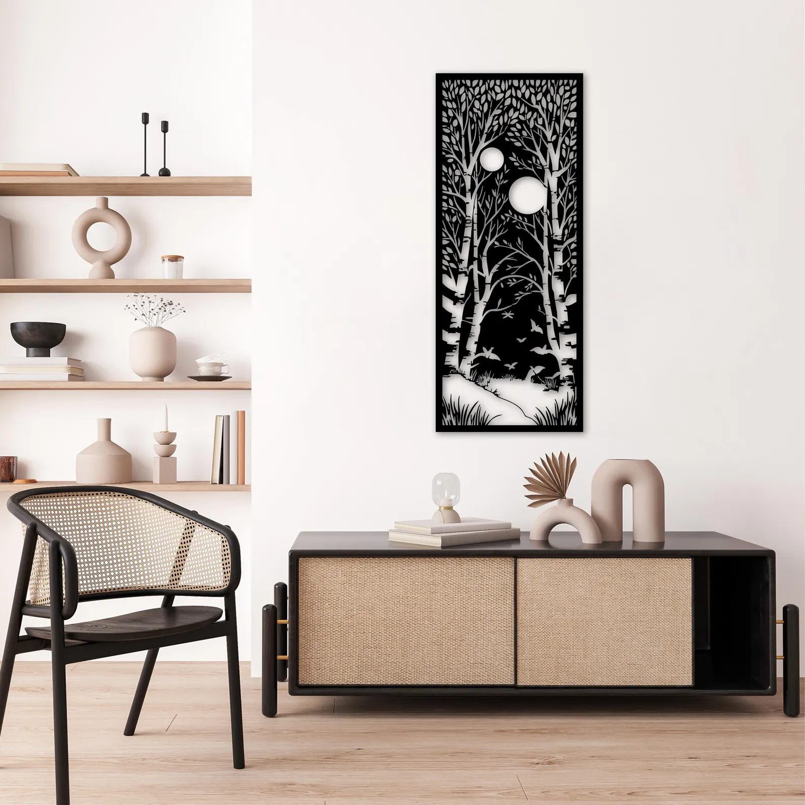 Dark Forest MDF Wall Art – Gothic Nature Tree Décor | Botanical Home Gift