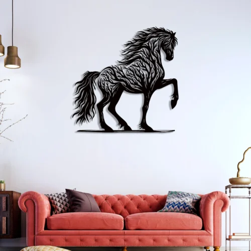 Tree Horse MDF Wall Art – Rustic Farmhouse Silhouette Décor