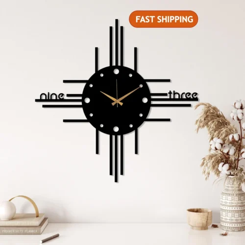 Minimalist Wall Clock, MDF Modern Wall Clock Art, Unique Design Wall Clock, Home Decor, Clock for Wall, Large Silent Wall Clocks