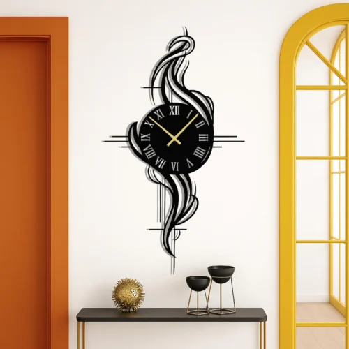 Modern MDF Wall Clock – Abstract Roman Numeral Wall Art Décor