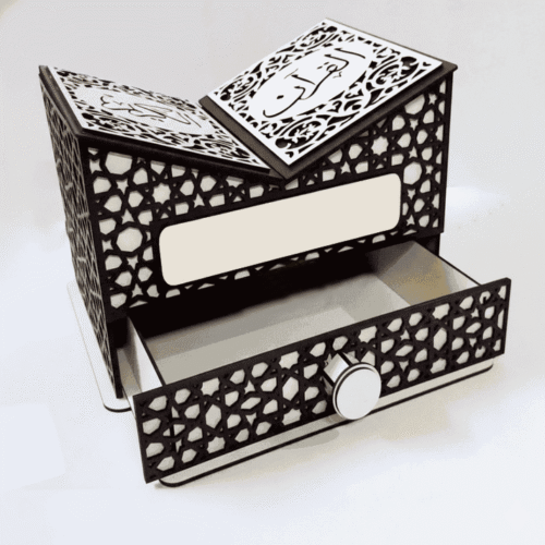 Premium MDF Islamic Quran Stand with Storage Drawer